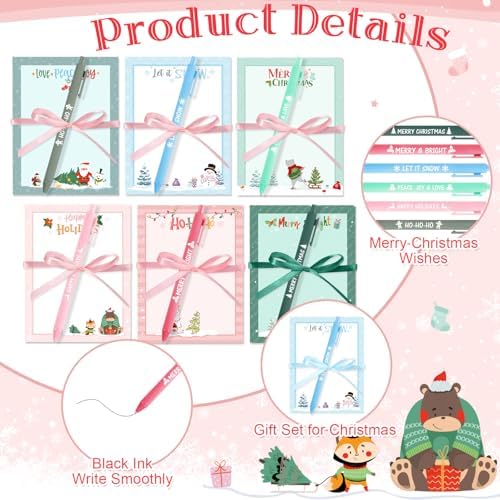 Pajean 72 Pcs Christmas Notepad Pen Set Bulk with Ribbon Gifts - Image 3