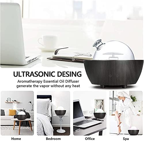 280ml Glass Essential Oil Diffuser Aromatherapy Diffusers Ultrasonic Cool Mist Humidifier with 2 Mist Modes & 7 Color LED Lights and Waterless Auto Shut-Off for Home Office Spa Bedroom,Dark Wood Grain - Image 6
