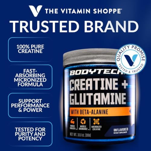 BodyTech Creatine + Glutamine Powder, Unflavored, 10.8 Oz, 30 Servings - Image 2