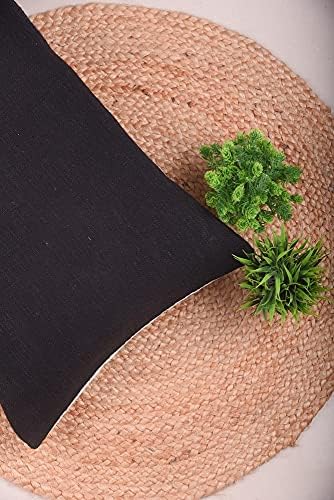 Trade Star Lumbar Pillow Cover 14X36 Black 100% Cotton Mudcloth Solid Cushion Cover Throw Pillowcase Handmade Boho Decorative Large Bedding Decor Case for Living Room (Black Solid) - Image 4