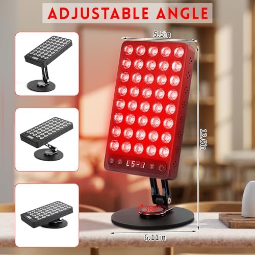 Red Light Therapy, 40 LEDs 660nm Red 850nm Near Infrared Light with Timer, High Power Panel Lamp Device for Body, Skin, Face, Recovery, Improve Sleep (Black) - Image 2