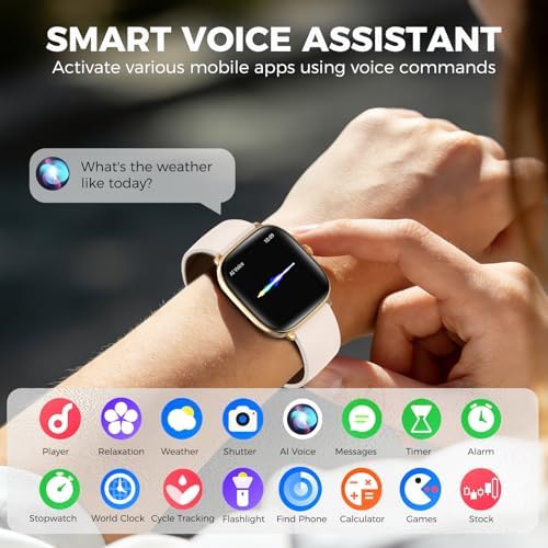 BRIBEJAT Android Smart Watches for Women, 1.75” AMOLED Touchscreen, Bluetooth Calling, Heart Rate/SpO2/Sleep Monitor, Long Battery, IP68 Waterproof Finess Watch Compatible with iPhone Android (Gold) - Image 5