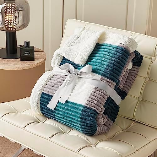 Gracelife Sherpa Fleece Throw Blanket for Couch, Fluffy Plush Warm Fuzzy Blanket for Women and Men, Cozy Thick Soft Twin Blanket for Bed, Teal, 80x90 Inches - Image 6