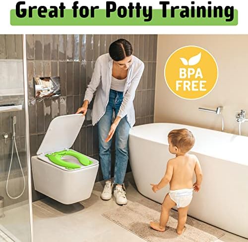 Maliton Foldable Travel Potty Training Seat for Toddlers, Green Frog - Image 6