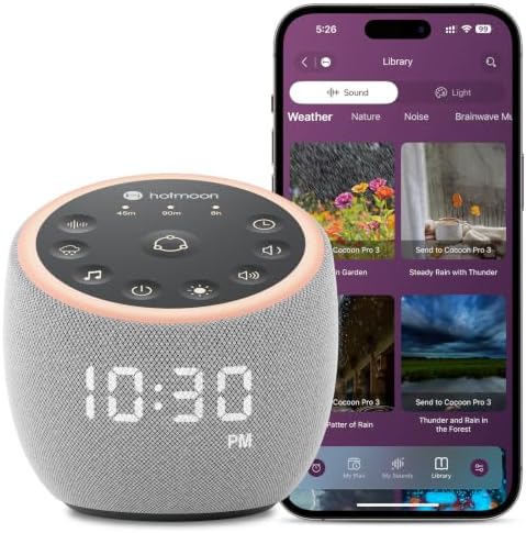 Hotmoon Sound Machine with App, Cocoon Pro 3 White Noise Machine, Plug in by Hotmoon