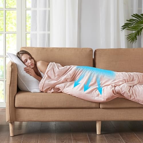 Weighted Blanket for Adults 20lbs, Queen Size Soft Cozy Fleece Sherpa Heavy Blankets for Sofa Bed, Dual Sided Comfort, Blush Pink, 60x80 Inch - Image 3