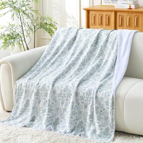 Viviland Fleece Throw Blanket, Green Narcissus, 50x70 inch by VIVILAND