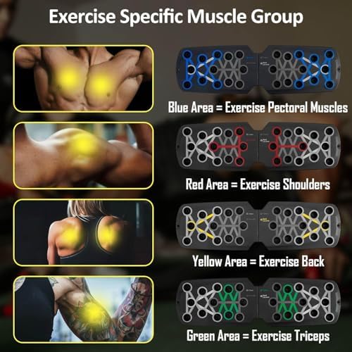 Push Up Board for Men - 15-in-1 Foldable Pushup Board with Push Up Bar, Handles & Bands, Portable Home Gym & Workout Equipment for Chest Exercise, for Teen Boys 16-18 & Gym Lovers - Image 4