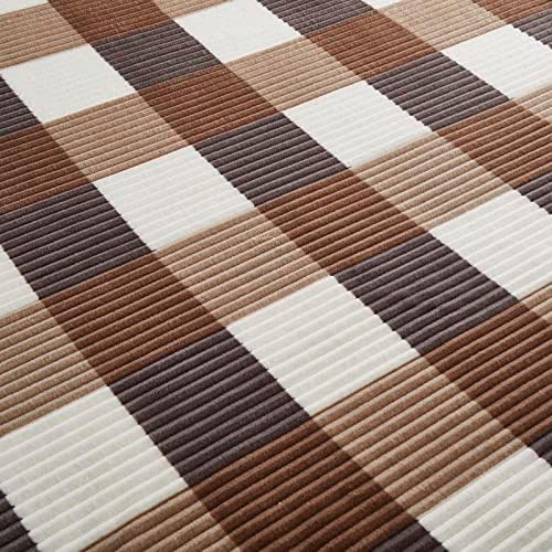 PU MEI Sherpa Blanket Full/Queen Plaid Thick Bed Blanket, 90”*80” Super Soft Flannel Fuzzy Fleece Reversible Velvet Plush Warm Blanket for Couch(Beige Check, 80"*90") - Image 7