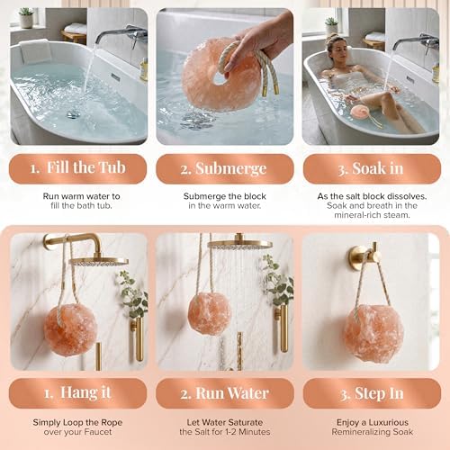 UMAID Himalayan Pink Salt Rock for Shower & Bath – Salt Buddy® 4 lb Hanging Mineral Stone for Spa-Inspired Relaxation, Self-Care & Bath Soaks, Unique Wellness & Home Spa Gifts for Men & Women - Image 2