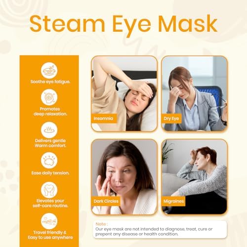 LANNA Heated Steam Eye Mask, Disposable 120 Minutes Chamomile Scent 10 Pcs - Image 5
