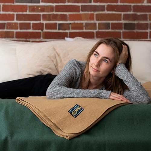 Arcturus Bighorn 100% Virgin Wool Blanket | Heirloom-Quality Wool Bedding for Home & Cabin | Warm, Thick & Durable (King Size, Flax) - Image 3