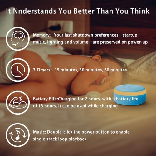 White Noise Sound Machine with Night Light for Sleep Baby Adults - Image 6