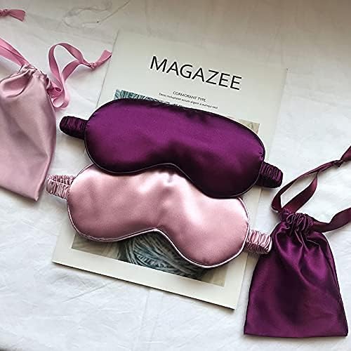 Purple Sleep Eye Mask, Blackout Silk Satin Travel Blindfold Set Women - Image 5