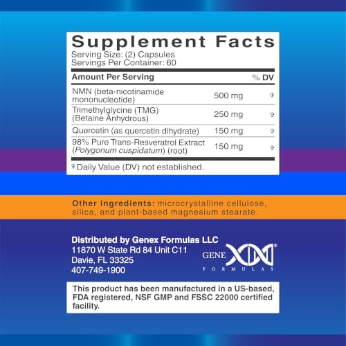 Genex Formulas NMN 1000mg 4-in-1 with TMG, Quercetin and Resveratrol - Image 3