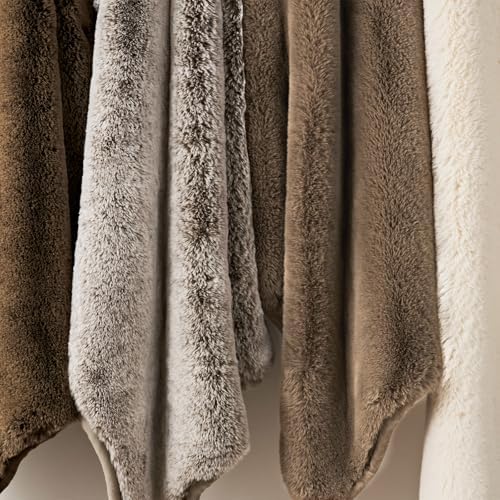 EVERGRACEHOME Faux Chinchilla Fur Throw Blanket, 50"x60", Champagne Fawn - Image 6