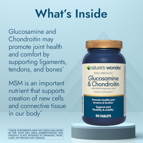 Nature's Wonder Triple Strength Glucosamine Chondroitin with MSM and Hyaluronic Acid and Boswellia for Joint Health, Supports Joint Flexibility and Mobility, 45 Day Supply, 90 Tablets (Pack of 2) - Image 3