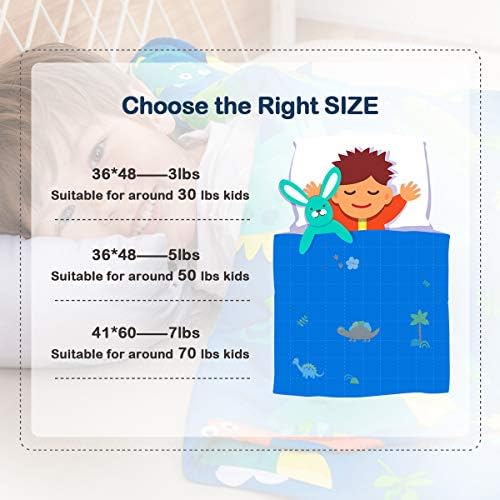 Sivio Cotton Weighted Blanket for Sleeping, 36"x48" 3 lbs, Blue Dinosaur - Image 5