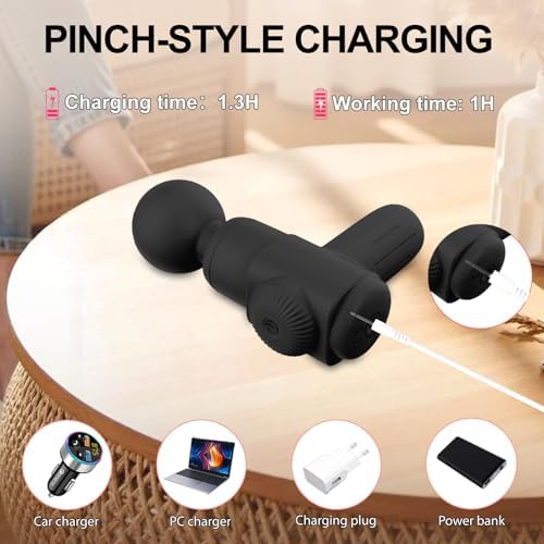 Handheld Massager for Women, Mini Powerful Deep Tissue Massager for Back, Neck & Muscle Pain Relief, Waterproof Portable with 10 Vibration Modes.(Black) - Image 7