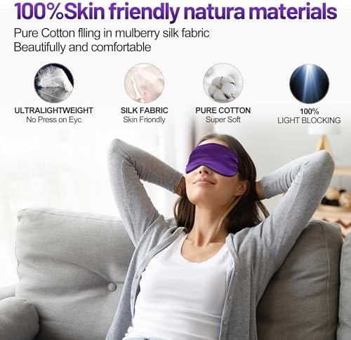 Silk Sleep Mask, Blackout Eye Mask for Sleeping with Adjustable Strap - Image 5