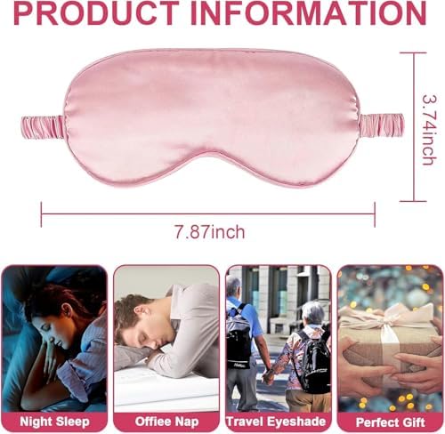IEKEODI 2 Pack Silk Sleep Masks, Light Blocking Eye Masks, Pink & Pink - Image 5