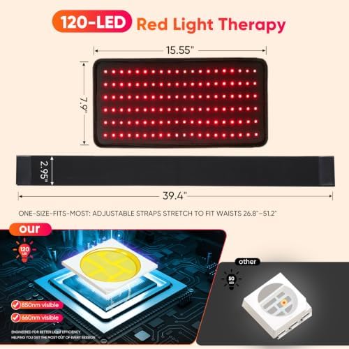 Red Light Therapy Pad, 120 LED 660nm 850nm Infrared Light Wrap - Image 5