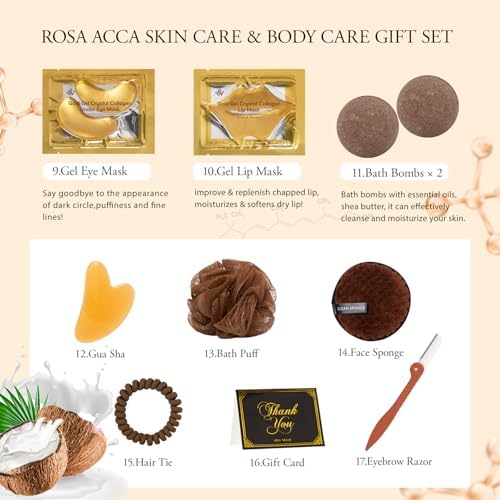 Coconut 23 Pcs Facial Skin Care Kit For Women & Men, Self-Care Gift Set - Image 6