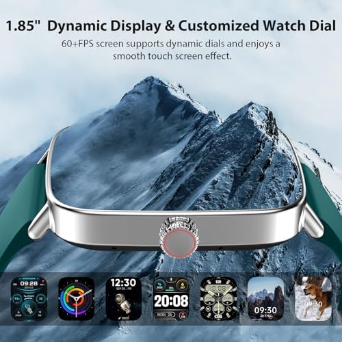 Smart Watch for Women Men, 1.85" HD AMOLED Fitness Tracker (Answer/Call) with 24/7 Heart Rate/Sleep/SpO2 Monitor for iPhone & Android, 120+ Sports Modes Smartwatch with IP68 Waterproof, 2 Bands - Image 6
