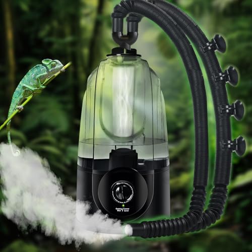 Coospider 3.8L Reptile Fogger Mister, Quiet Reptile Humidifier for Reptiles Tank, Terrarium Humidifiers, Reptile Misting System for Reptiles Amphibians Herps Vivarium (Dual Hose) by Coospider