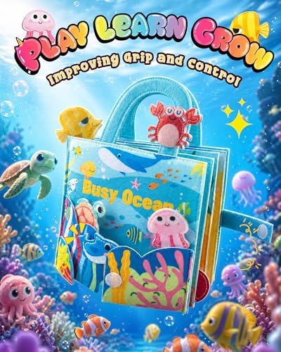 Montessori Busy Book, 8-Page Sensory Activity Toy, Sea Animals - Image 2