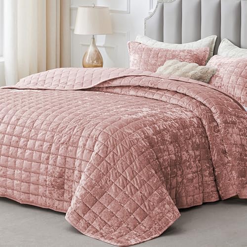 BEDELITE Velvet Quilt Set Queen Size, Luxury Velvet Comforter Bedding by BEDELITE
