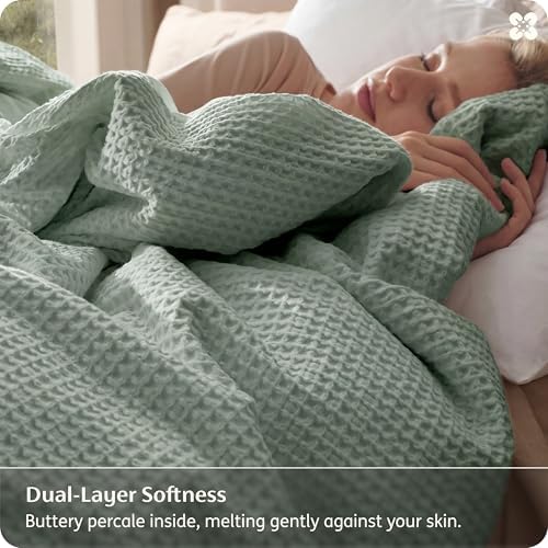 Bedsure PureWoven Cotton Waffle Weave Duvet Cover, King, Duvet Cover Only - Image 4