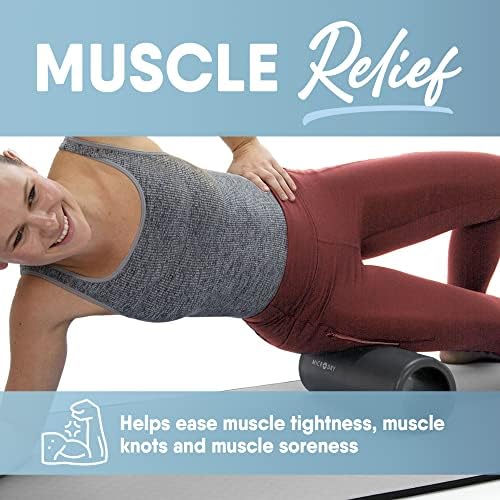 MICRODRY Deluxe Fitness Foam Back Roller for Muscle Relief, Roller for Yoga, Stretching, Deep Tissue Firm Massage & Trigger Point Release, Exercise Workout at Home or Gym, 13x5.3, Dark Grey - Image 4