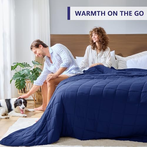yescool Weighted Blanket for Adults (20 lbs, 88” x 104”, Blue) Cooling Heavy Blanket for Sleeping Perfect for 190-210 lbs, Queen Size Breathable Blanket with Premium Glass Bead, Machine Washable - Image 4