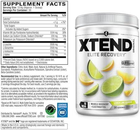 Xtend Original BCAA Powder with Zero Sugar, Lemon Lime Squeeze, 30 Servings - Image 2