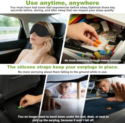 3D Contoured Sleep Mask with Earplug Keeper,Earbuds Anti-Loss,100% Pressure-Free & Total Light Blocking Eye Mask with Adjustable Strap. Ideal for Sleep Earplug User, Airplane Travel, Meditation,Grey - Image 3