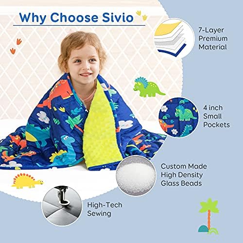 Sivio Weighted Blanket for Sleeping, 3 lbs 36x48 Inch, Blue Dinosaur - Image 5