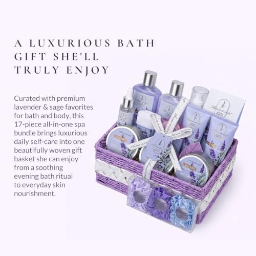 Gifts for Women, 17pcs Lavender Spa Gift Baskets for Women Self Care - Image 4