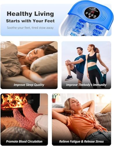 SPA4PIEDS Collapsible Heated Foot Spa Bath with Bubble, Foot Soaking Tub Featuring 8 Shiatsu Rollers, Pumice Stone and Built-in Timer for Mom, Dad and Foot Relaxation (Blue) - Image 7