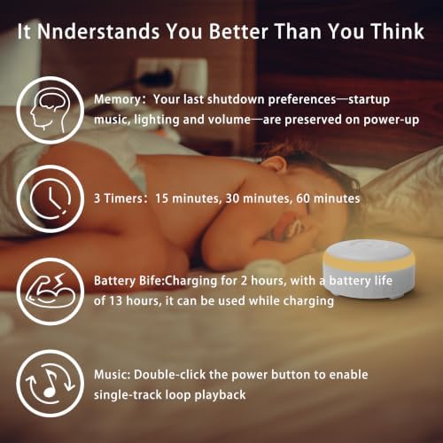 White Noise Sound Machine with Night Light for Sleep Baby Adults - Image 6
