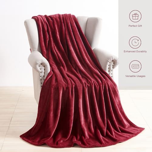 TASTHROW Burgundy Throw Blanket 60x80 Inches - Image 2