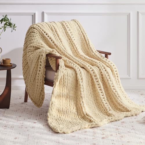 Negwoo Chunky Knit Throw Blanket, Knitted Throw Chenille Yarn, 50"*60" - Image 2