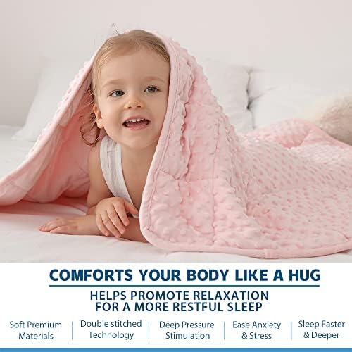 Huloo Sleep Kids Weighted Blanket Twin 7lbs (41"×60",Pink) Breathable Soft Minky Weighted Throw Blanket for All Season,Heavy Blanket with Premium Glass Beads - Image 3