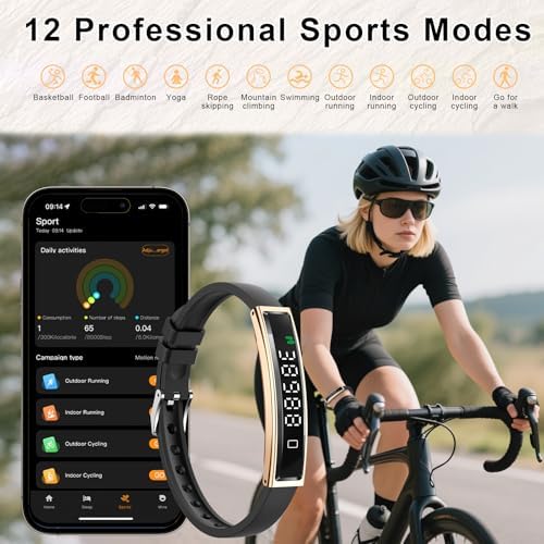 Efolen Smart Bracelet for Women,Ultralight Fitness Tracker Smart Wristband with Heart Rate/Blood Oxygen/Sleep Monitor/Pedometer,Slim Smartwatch for Android iPhone,Activity Tracker,2 Band,Gold+Black - Image 3