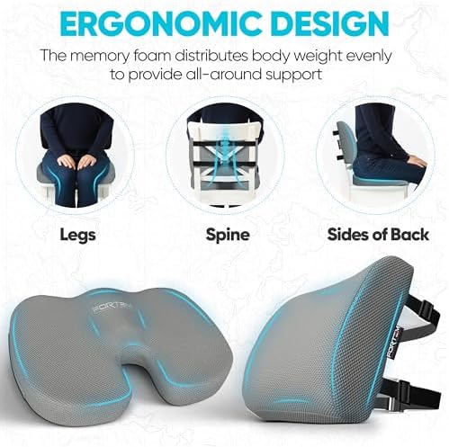 FORTEM Seat Cushion & Lumbar Support for Office Chair, Wheelchair, Car - Image 6