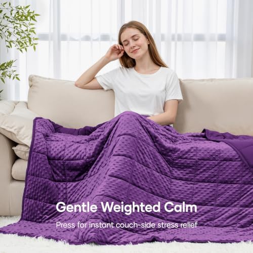Cottonblue Weighted Blanket 20lbs Queen Size for Adults, 60 x 80in Purple - Image 5