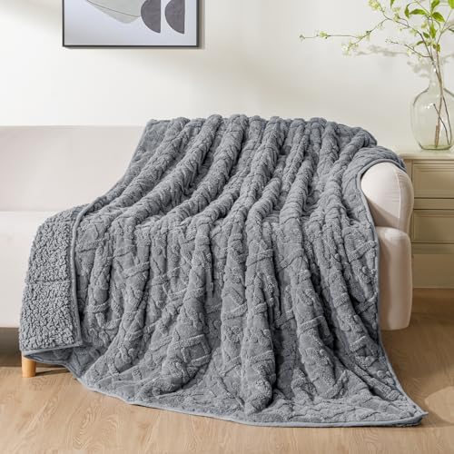 Uttermara Weighted Blanket for Adults Queen Size 20lbs 60x80 inches, Dual Sided Soft Jacquard Sherpa Weighted Blankets, Thick Heavy Blanket for Sleeping and Calming, Grey by Uttermara