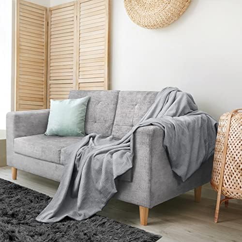Utopia Bedding 100% Cotton Thermal Blanket Cool Grey King, 90x108 Inches - Image 5