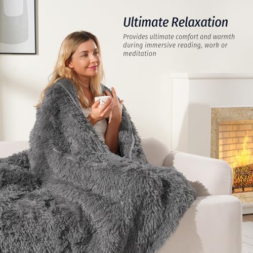 Wemore Weighted Blanket for Adult 60"x80" 15lbs Soft Long Plush Queen Grey - Image 3