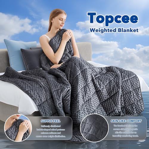 Topcee Weighted Blanket for Adults (15lbs 48"x72"), Minky Dots Heavy Blanket for 140-160lbs Sleeping, Soft, Cozy and Cooling Weighted Throw Blankets, Machine Washable, Grey - Image 2